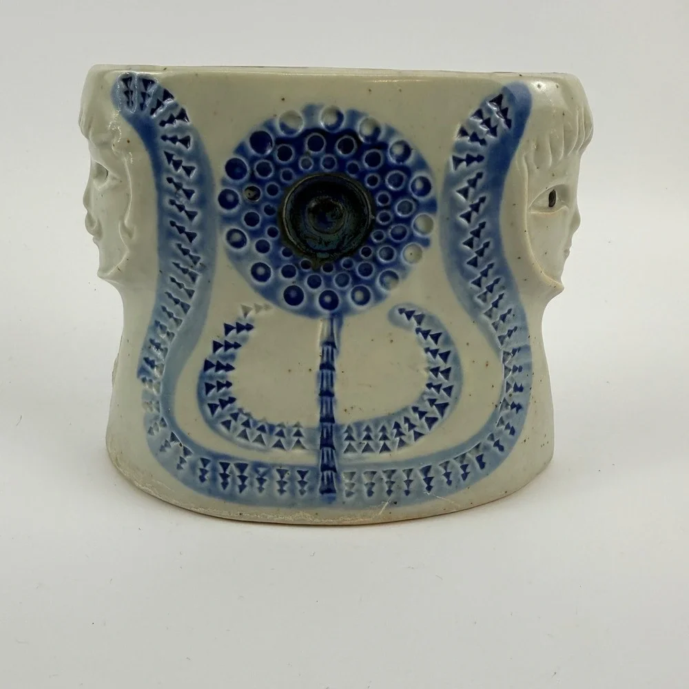 Vintage UCTCI Japan Ceramic Double Face Sunflower Planter Vase MCM Stoneware